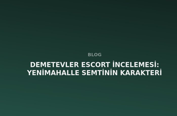 Demetevler Escort: Yenimahalle Semtinin Karakteri